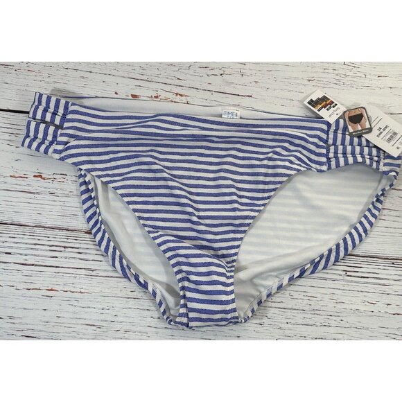 NEW Time and Tru Bikini Womens Plus Size 3X Swim Top & Bottoms Set Blue Stripes - Picture 3 of 14